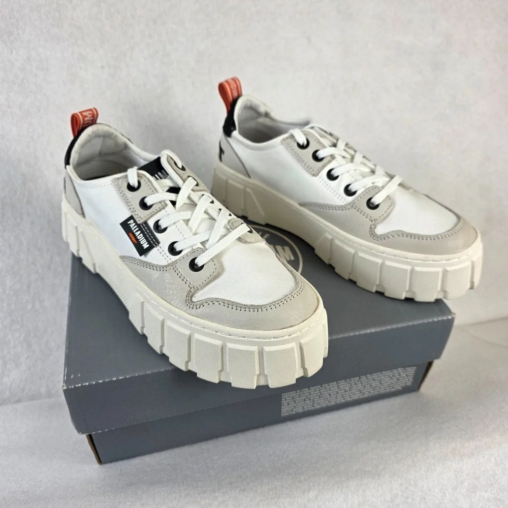Palladium Pallatower LO‎ Women's Platform Sneakers Size 6.5 Star White  NIB